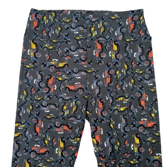 LuLaRoe Classic Vintage Antique Cars Black Gray Red Yellow Leggings One Size OS - Picture 2 of 6